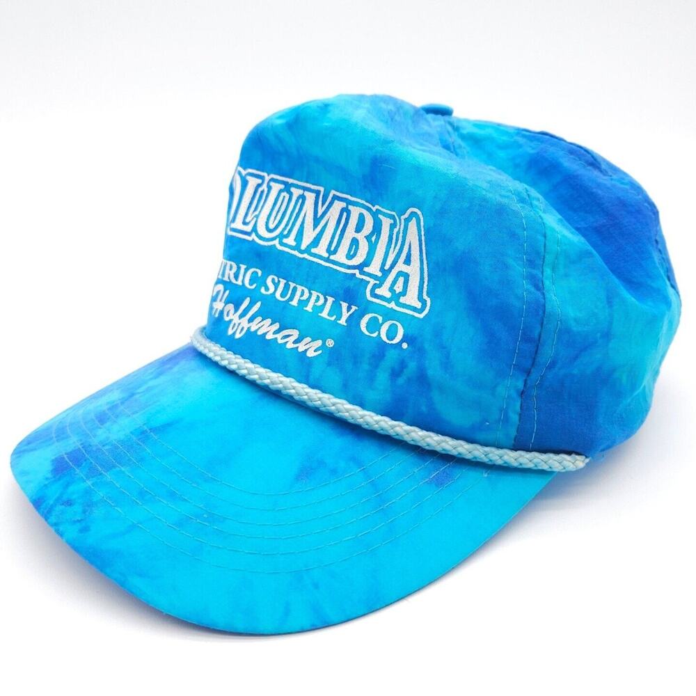 Vintage Columbia Electric Supply Co Snapback Trucker Rope Hat Nylon Cap Tie Dye